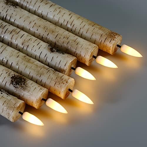 Eywamage Short Birch Bark Flameless Taper Candles with Remote Set of 6 - Image 5