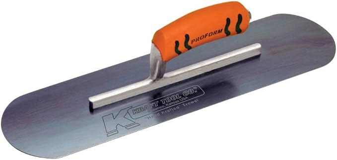 Kraft Tool CF292BPF Blue Steel Pool Trowel with ProForm Handle, 18 x 5-Inch