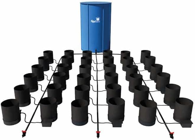 AutoPot 36 Pot GeoPot System with 5 Gallon Fabric Pots - Self-Watering, Gravity-Fed Hydroponic System (36Pot with 105 gal Flexi Tank) Indoor, Black