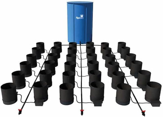 AutoPot 36 Pot GeoPot System with 5 Gallon Fabric Pots - Self-Watering, Gravity-Fed Hydroponic System (36Pot with 105 gal Flexi Tank) Indoor, Black