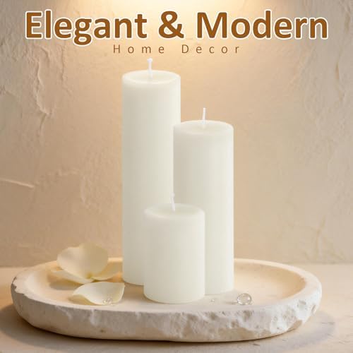24-Pack White Unscented Pillar Candle Set - Image 5