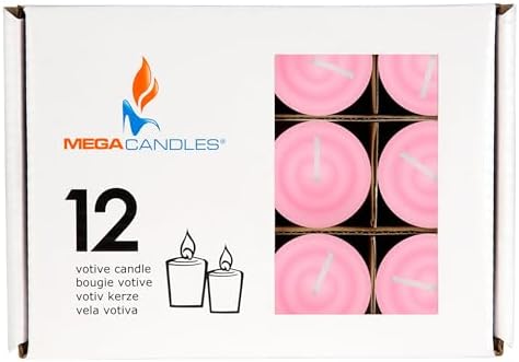 Mega Candles 12 pcs Unscented Pink Votive Candles, Hand Poured Wax Candle 10 Hours 1.38 Inch x 1.5 Inch, Home Décor, Wedding Receptions, Centerpieces, Occasions, Events, Festivities, Meditations - Image 3