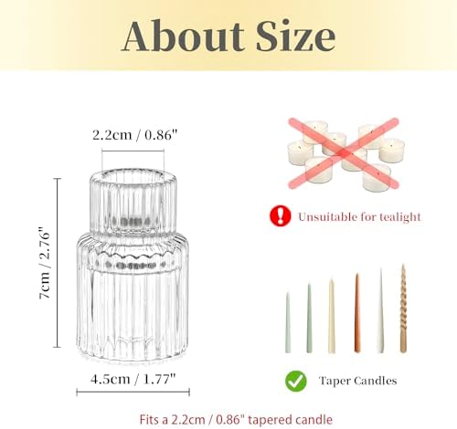 Hewory Taper Candle Holders Bulk, 20PCS Clear Glass Candlestick Holders - Image 5