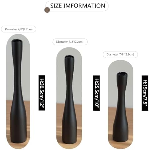 Candle Holder Black Candlestick Holders 3,Tall Taper Candle Holders Set of 3 for Candlesticks(12"/10"/7.5" H),Modern Farmhouse Candle Stick Candle Holder for Decor - Image 4