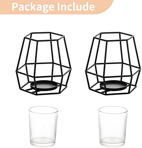 NUPTIO Black Geometric Tealight Candle Holders, Set of 2 - Image 7