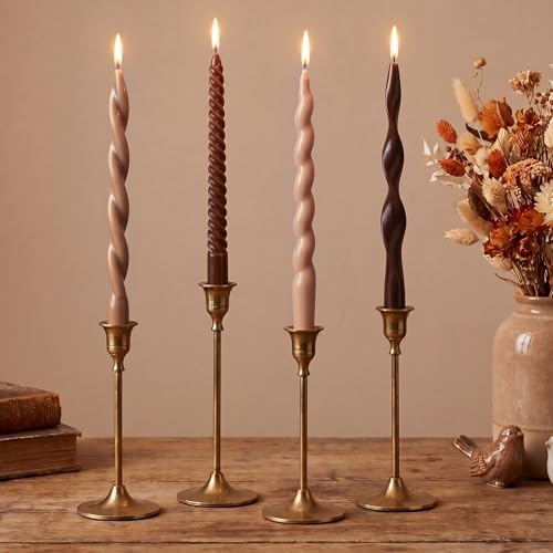 Nuanchu 4 Pcs Twisted Taper Candles,9.84 Inch,Pure,Neutral by Nuanchu