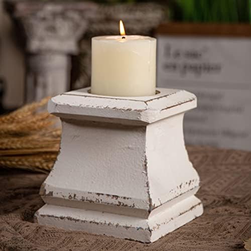 SOFE Handmade Shabby Farmhouse Wooden Pillar Candle Holders, 6 × 6 Inches by SOFE
