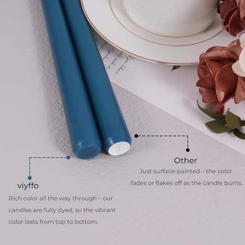 Viyffo Taper Candles, 10 Inch, 4 Pack, Deep Blue – Unscented, Dripless & Smokeless Design, Up to 8 Hour Burn – Long Tall Taper Candlesticks for Wedding, Dinner & Home Decor - Image 7