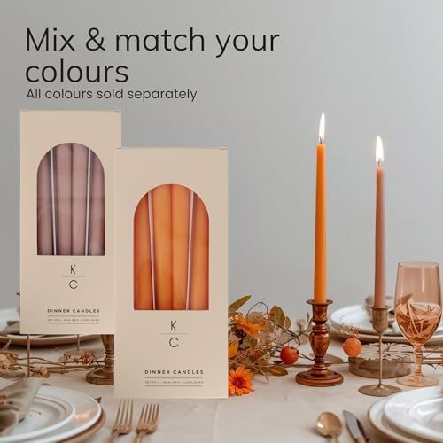 Tapered Dinner Candles, Pack of 6 – Soy & Paraffin Wax Blend, 10-Inch Dripless Taper Candles with 7-Hr. Clean Burn – Smokeless Unscented Tapers for Weddings, Dinner Tables & Home Decor – Orange - Image 3