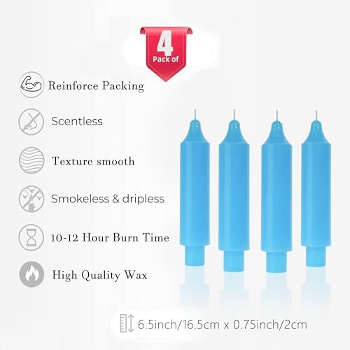 MAITREYA Short Taper Candle Candlesticks Dripless Dinner Candle for Wedding Party Decoration Home Dinner,6.5inch,4 Pack,Baby Blue - Image 4