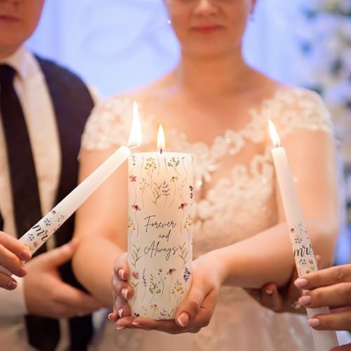 Irenare Unity Candles for Wedding Ceremony with Holder,Wildflower - Image 2