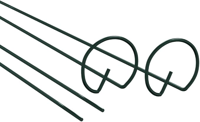 vidaXL Garden Plant Stakes - 24" Dark Green Steel Supports with 2.4" Rings for Climbing Plants, Pack of 20
