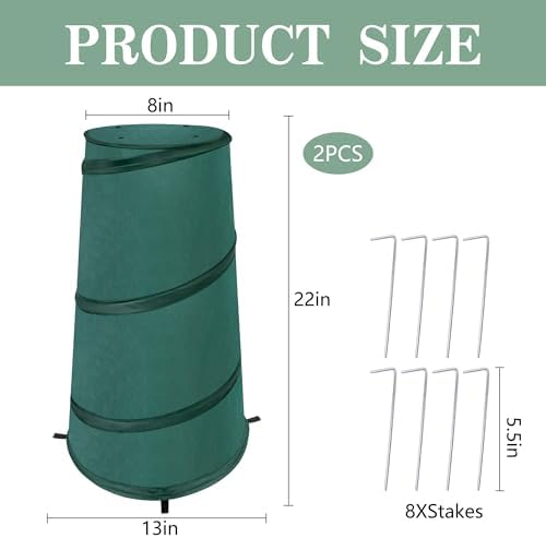 2 Pcs Pop Up Frost Protection Plant Cone, 8" x 13" x 22" Non-Woven Winter Plants Freeze Protection Tent, Cold Weather Insulated Plant Protective Cone for Ice Snow Frost Protector Indoor & Outdoor - Image 2