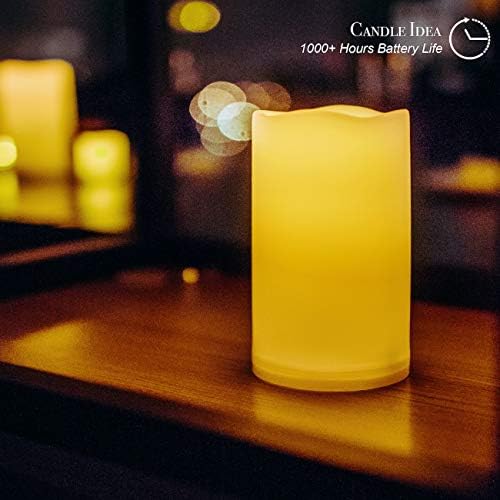 2 PCS 3"x5" Waterproof Outdoor Battery Operated Flameless LED Pillar Candles with Timer, Flickering Plastic Resin Electronic Decorative Light for Lantern Patio Garden Party Decoration - Image 2