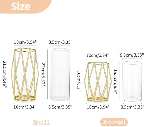 NUPTIO Gold Geometric Hurricane Candle Holder, 1 Piece - Image 2