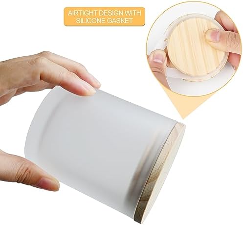 SHOWIN 10 OZ Thick Candle Jars for Making Candles 15 Pcs, Empty Jars with Wood Lids for Candle Making, Sample Container, Frosted White - Image 2