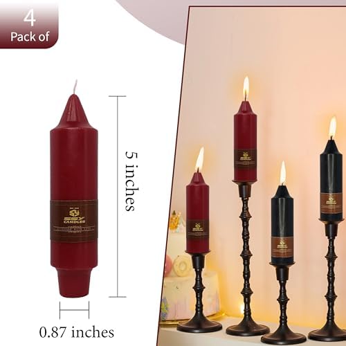 5 inch Short Taper Candlesticks Red Black Unscented Tapered Candles for Dark Romantic Halloween Party Gothic Dinner Household Decoration - Image 4