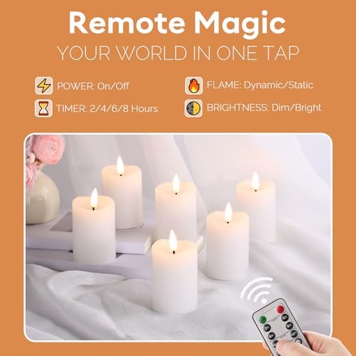 Eywamage White Flameless Votive Candles with Remote Batteries Set of 6 - Image 3