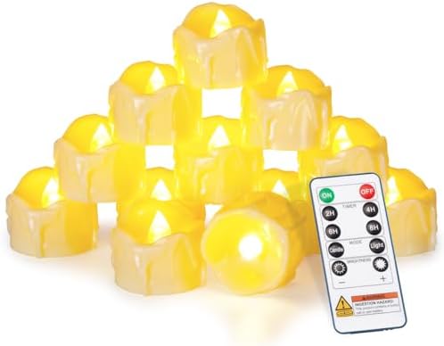 Homemory 12-Pack Remote Flameless LED Battery Tea Light Candles, 400+Hrs by Homemory
