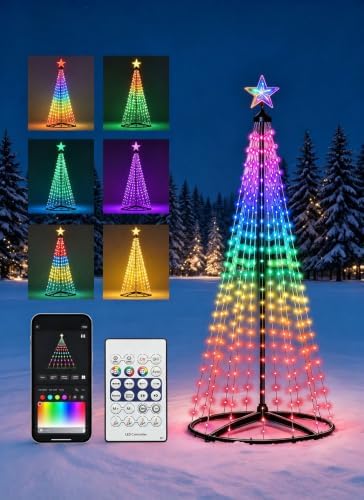 oneup 5FT Christmas Cone Tree Light, Smart RGB Light with App & Remote by Bathroommirrorwithlights