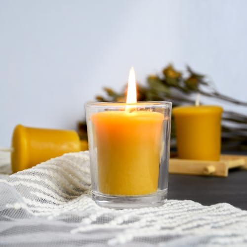 DEYBBY Yellow Beeswax Votive Candles in Glass Jar-6 Pack - Image 4