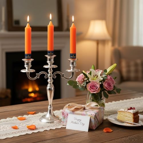 Orange Taper Candles 9 Inch Dripless Candlesticks, Gedengni 4 Pack Unscented Long Taper Candle Sticks for Wedding Centerpieces, Easter Table Mother’s Day Dinner Party Home Decor - Image 3