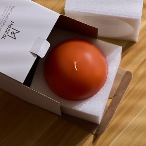 MOZEAL Hand-Poured, 6 Inch Orange Large Round Ball Candles - Elegant Orange Round Pillar Candles, Dripless, Unscented, Smokeless, Ideal for Halloween Decor. - Image 6