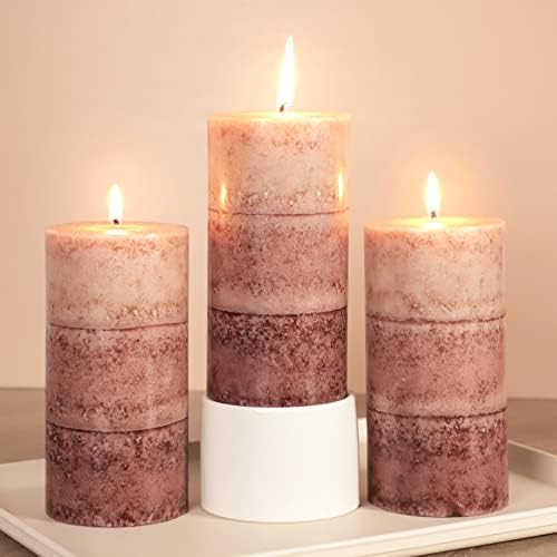 Coffee Pillar Candles, Aromatherapy Scented Candles, Set of 3 Tall 3x6 Inch Dripless Pillar Candle, for Wedding and Home Décor by Cafemoon