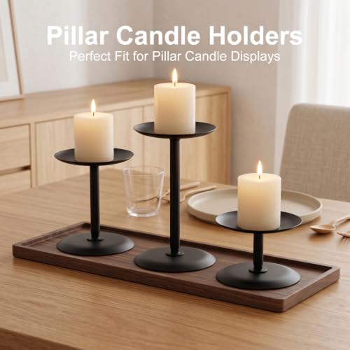 Homemory Fall Halloween Table Decor, Black Metal Candle Holders Set of 3 - Image 2