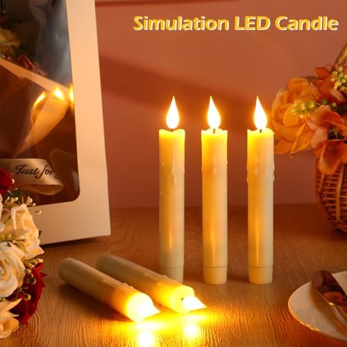 Baquler 24 Pcs 6.5" Ivory Flameless Taper Candle LED Stick Battery Operated - Image 3
