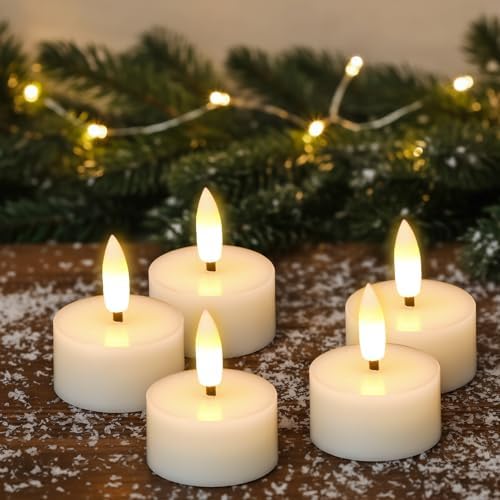 GenSwin Real Wax Flameless Tealight Candles Battery Operated Timer Ivory - Image 6