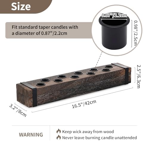 NUPTIO Wood Candelabra for Table Centerpiece: Long Taper Candle Holder - Image 5