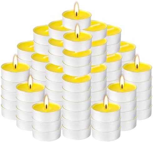 100 Pack Scented Tealight Candles - 4 Hours Burning Lemon Aromatherapy | Valentine's Day Romantic Dinner & New Year Home Decor, Yellow Votive Candles for Wedding, Holiday Gift & Emergency (Yellow) - Image 2