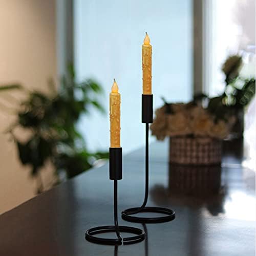 CVHOMEDECO. Real Wax Hand Dipped Battery Operated LED Timer Taper Candles Rustic Primitive Flameless Lights Decor, 6-3/4 Inch, Orange, 2 PCS in a Package - Image 3