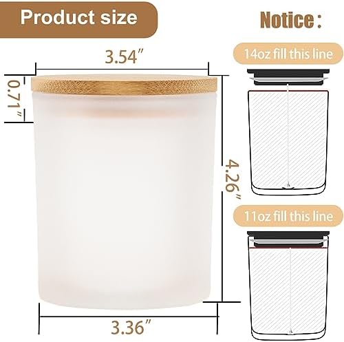 CONNOO 8 Pack 14 OZ Frosted Glass Candle Jars with Bamboo Lids - Image 2