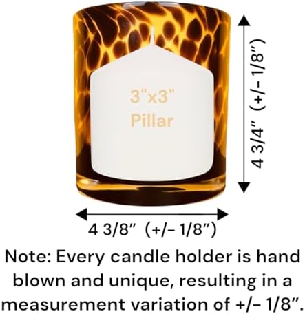 Hapton House Tortoise Shell Glass Candle Holder - Votive and Small Pillar Candle Holder - Leopard Print - Cheetah Print - Animal Print - Tortoiseshell - Candle Jar - Wedding - Holiday Decor - Large - Image 3