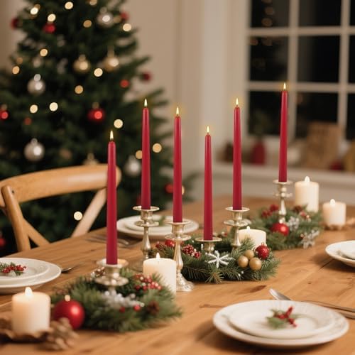 24Pack Red Taper Candles-10 Inch Dripless, Unscented Dinner Candle- Smokeless and Dripless, Long Burning time, Paraffin Wax with Cotton Wicks for Home Décor,Christmas, Wedding, Party,Candlesticks - Image 4