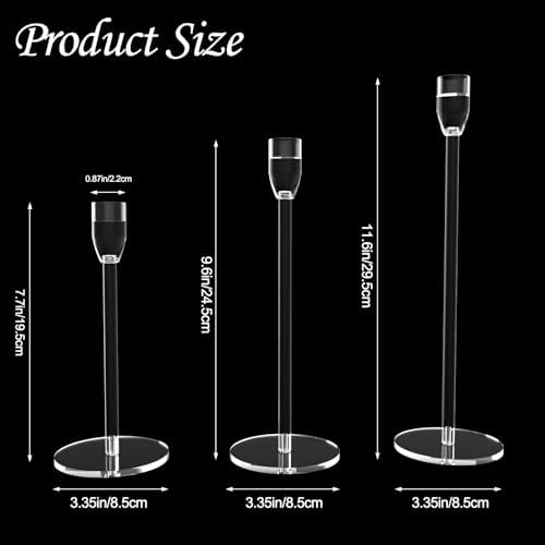 2 Sets Candlestick Holders 3 Piece Set Taper Candle Holder with Different Heights Ideal for Table Decor Party Home Decoration Fits 0.87" LED Stick Candles - Image 2