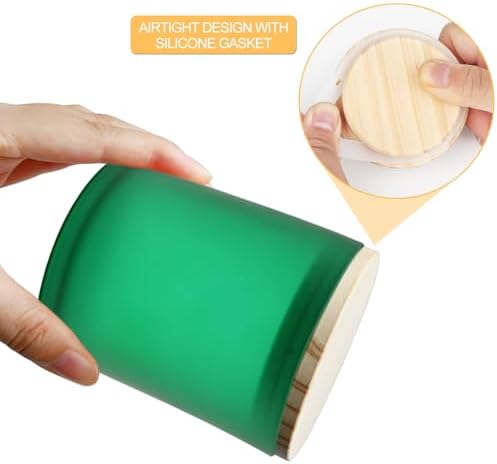 SHOWIN 8 OZ Thick Candle Jars for Making Candles 15 Pcs, Empty Jars with Wood Lids for Candle Making, Sample Container, Frosted Green - Image 3