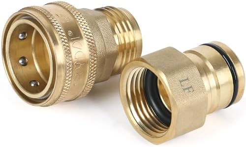 3/4-inch Full Flow Super Heavy Duty Garden Hose Quick Connect Fittings, Lead-Free Brass Full Port Water Hose Quick Connectors Coupler, 3/4” GHT High-Volume Hose Quick Release Adapter (1SET) by STYDDI