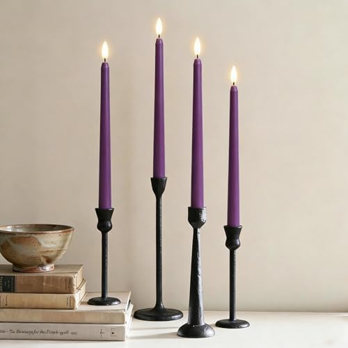 Purple Flameless Taper Candles LED Candlesticks with Remote Set of 4 - Image 5
