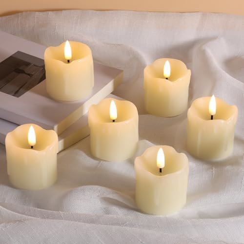 Eywamage Ivory Dripping Wax Flameless Votive Candles with Timer Batteries - Image 4