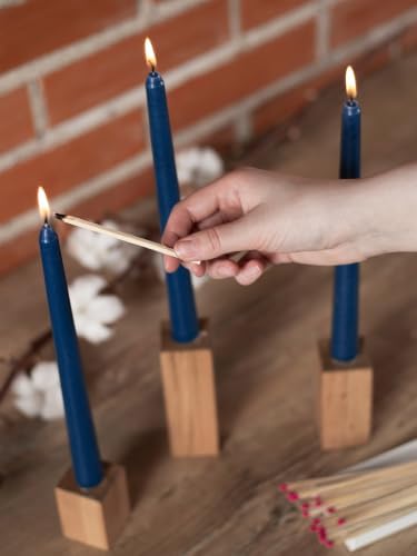 CANDWAX 8 inch Tapered Candles - Set of 12 Dripless Dinner Candles - Dark Blue - Image 6