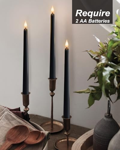 Homemory 12 Pcs Black Flameless Taper Candles Flickering, NO Remote, 11 Inches Taper Candles Battery Operated, Realistic Electric LED Candlesticks Made of Plastic for Halloween Party Home Decor - Image 4