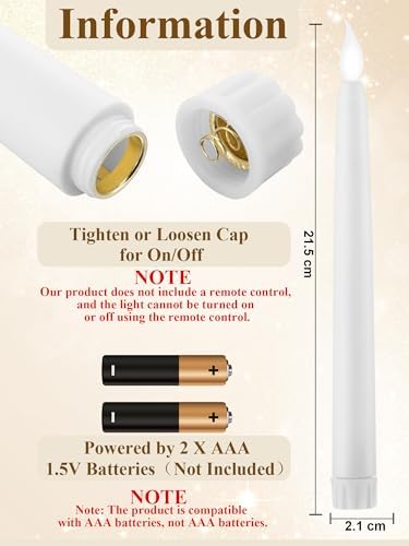 Treela Battery Operated LED Taper Candles,Basic,8 Inch,White - Image 2