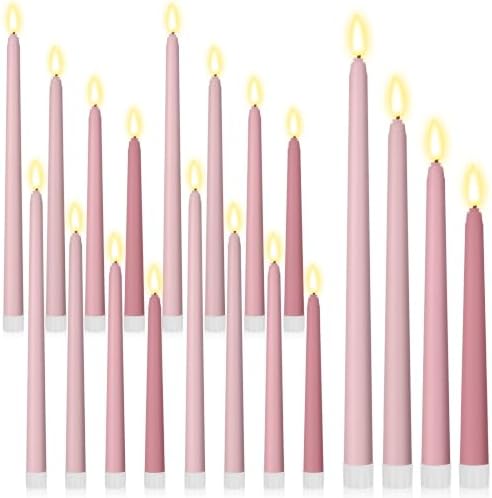 Rossesay 24 Pcs Flameless LED Taper Candles Battery Operated Candle 8.5", 9.65", 10.8", 12.8" Flameless Candlesticks Flickering for Christmas Church Wedding Indoor Decoration(Classic, Pink Tones) by Rossesay