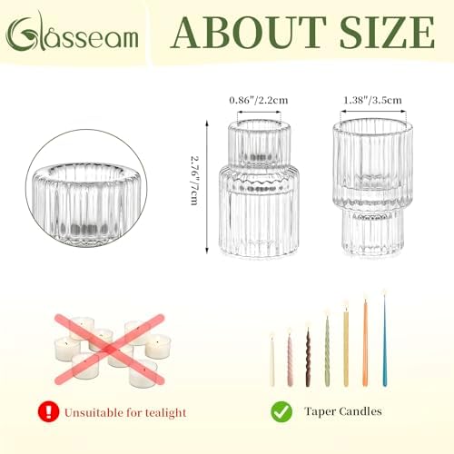 Glasseam Glass Taper Candle Holders 10Pcs Small Candlestick for Table Decor - Image 5
