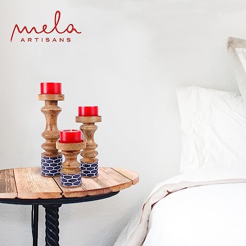 Mela Artisans Gramercy Mango Wood Candle Holders - Natural, Set of 3 - Image 6