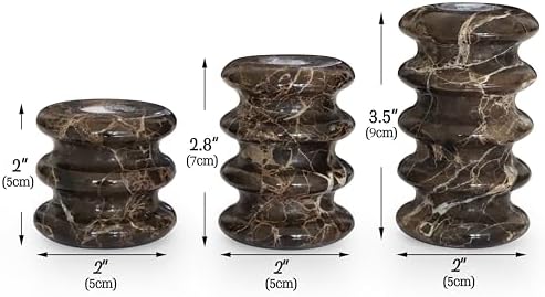 Vixdonos Marble Candle Holder Set of 3 Taper Candle Candlestick Mantle Candle Stand for Home Decor,Wedding,Party and Table Centerpieces(Brown) - Image 3
