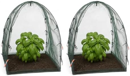 NuVue Products 25200 Pop-Up Garden Netting Animal and Bug Guard Covers with Ground Spikes, Mesh Plant Cover Tents for Pest and Animal Control, Pack of 2, Green, 22" x 22" x 22" by NuVueProducts